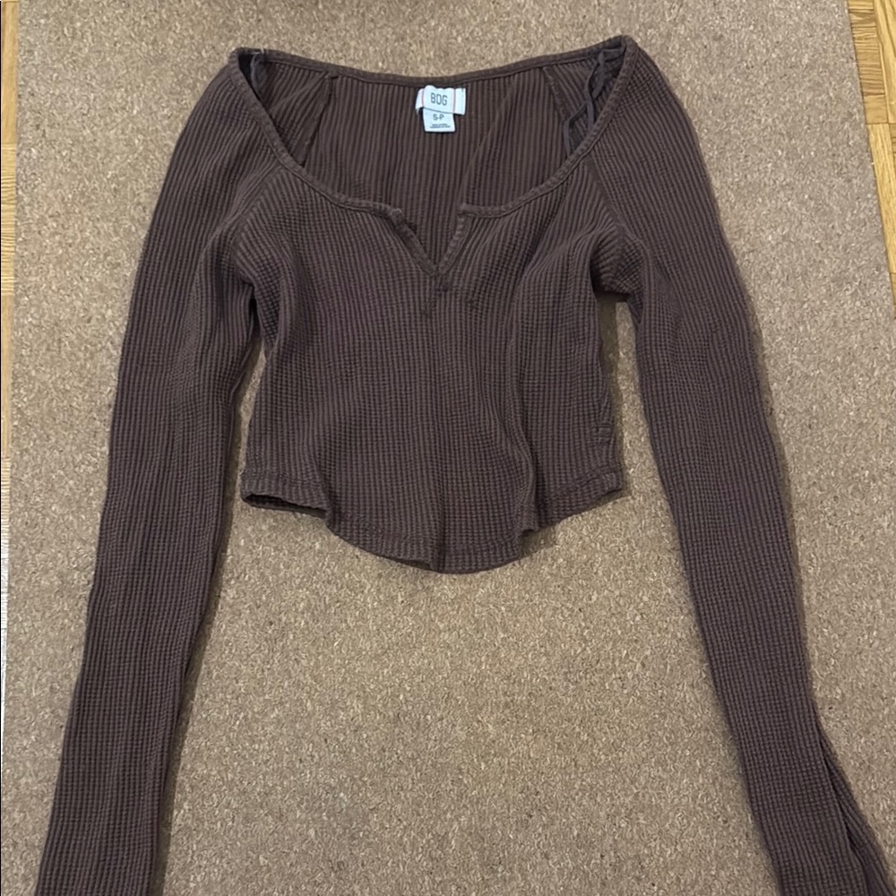 BDG Brown Long Sleeve Crop Top